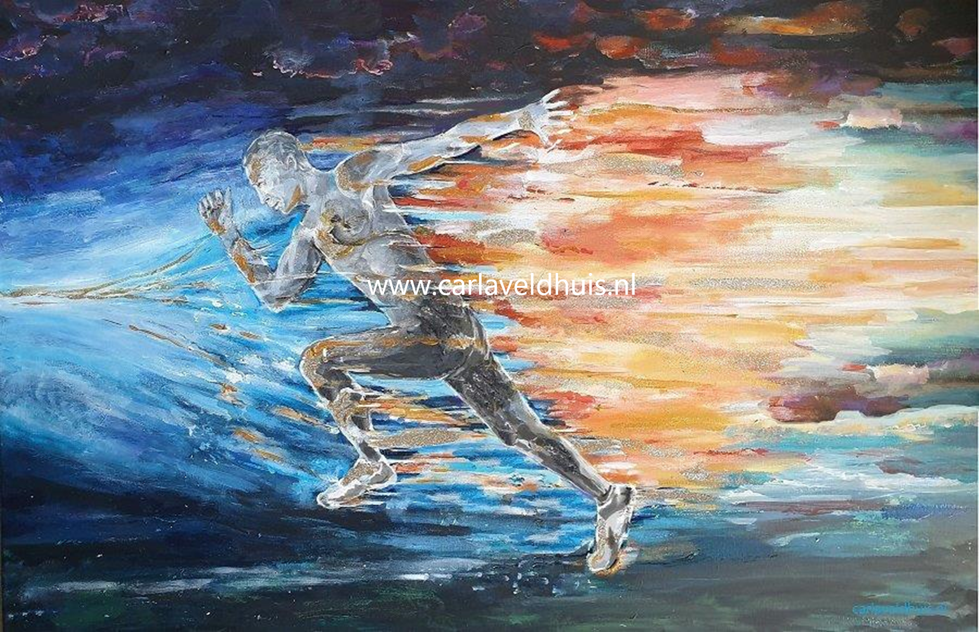 Schilderij 'Run the race'.