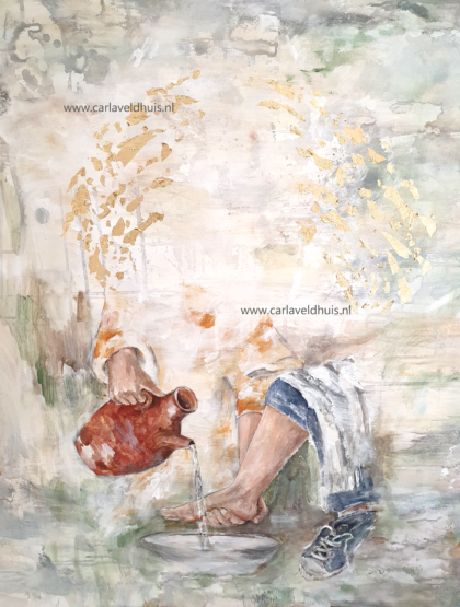 Schilderij 'Voeten wassen'